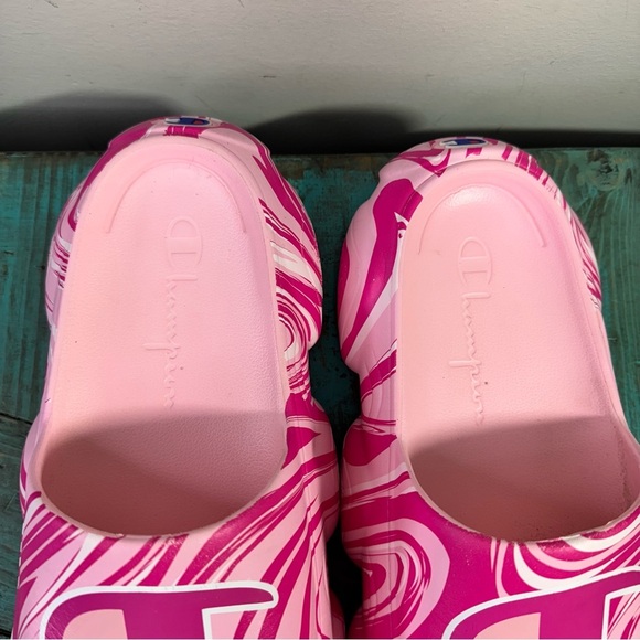 Champion Pink Mellow Squish Swirl Slide Platform Sandals Size 10 - Picture 4 of 9
